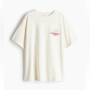 Printed T-shirt Cream/Café Fleurie Parisienne, France